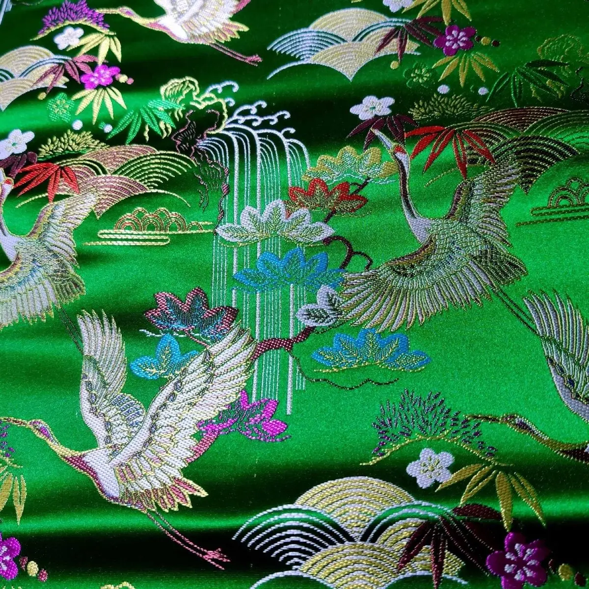 Textile Sewing Patterns - 衣類用ジャカードブロケード生地,縫製用,プレーン,中国風,クレーンパターン,布テクスチャ,ソフトファッション