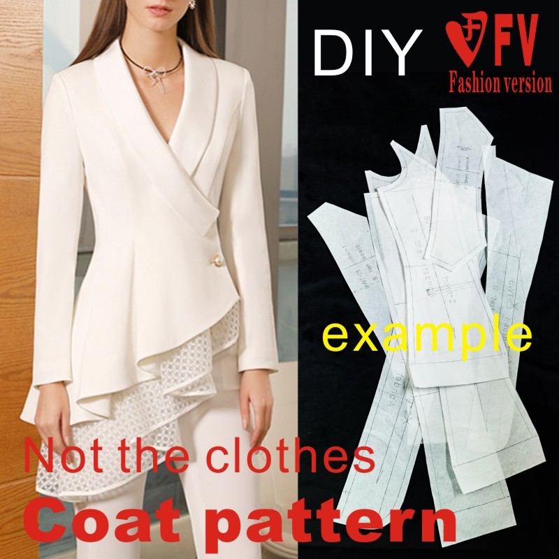 Textile Sewing Patterns - 縫製図面女性土壌vネックブレザー1:1衣類デザインパターンBWT-120