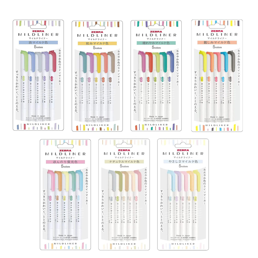 Zebra Pen Mildliner - ゼブラマイルドライナーハイライターパステルフルセット 5/25/35 色マーカーペン両端アート文具サプライヤー描画絵画