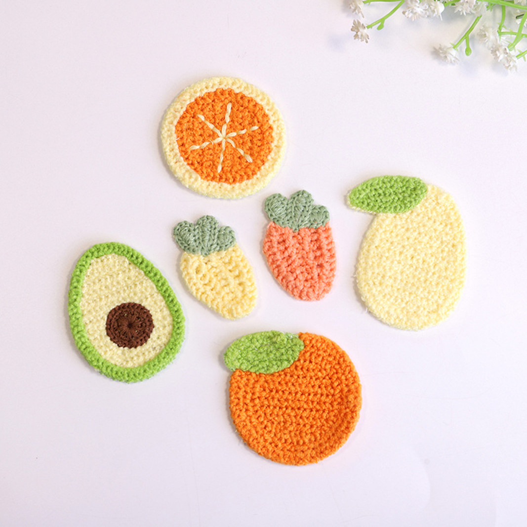 Sewing Embroidery Fabric - 10個のかわいいミニグラスアボカドレモン,オレンジパッチ,レース生地,DIY服,縫製用品の装飾