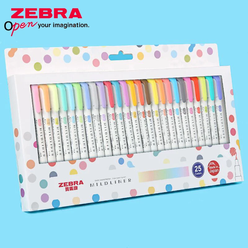 Zebra Pen Mildliner - ゼブラ-マイドライナー蛍光ペンセット、wkt7、ダブルヘッドマーカー、ハンドアカウント、フックラインペン、学校用品、文房具