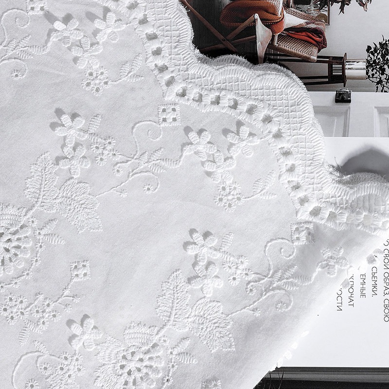 Sewing Embroidery Fabric - 新登場のフル幅コットンミルクシルク糸3D中空刺繍生地、女性用漢服ドレス縫製用品