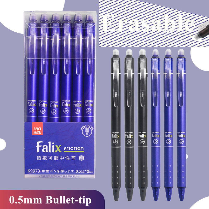 Pilot Pen Frixion - 0.5 ミリメートル格納式消去可能なゲルペンセットリフィル付きブラックブルーゲルインク内蔵消しゴム事務用品試験文具キット