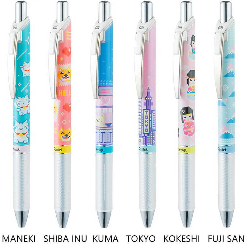 Pentel Pen Energel - 3個ピース/ロットライフマスターペンタトゥージェル針ポイントジェルインクペントークヨモザイク0.5mm黒滑らかな筆記用品