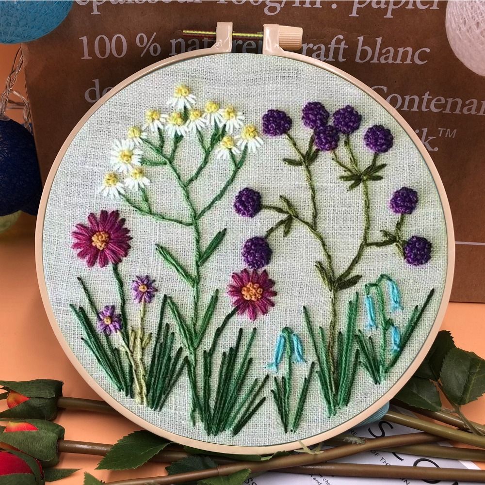 Textile Sewing Patterns - 花柄 DIY 刺繍キットニードルパンチ針糸クロスステッチキット DIY 工芸品縫製アクセサリー縫製クラフトキット