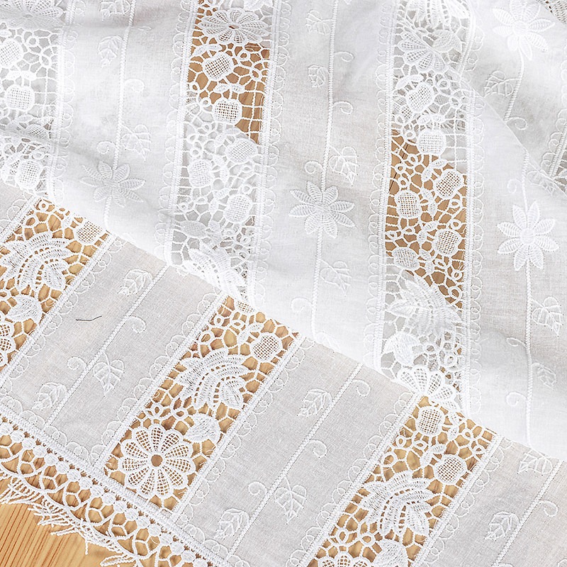 Sewing Embroidery Fabric - 新しいコットンフリンジレース刺繍生地、衣料品やホームテキスタイルの縫製アクセサリー用ミルクシルク糸