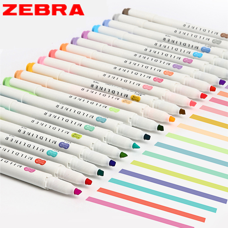 Zebra Pen Mildliner - ゼブラ手書きペン マイルドライナー ハイライター セット 幅広の細いデュアル チップ、マーキング、下線、描画用のさまざまなインク
