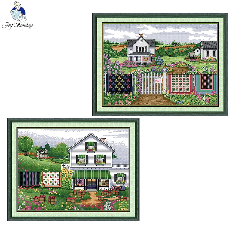 Textile Sewing Patterns - 手刺embroidery,新しいデザイン,秋の村のパターン,印刷された生地,キャンバス,aida, 16ct, 14ct, 11ct,DIY用のジョイクロスステッチキット