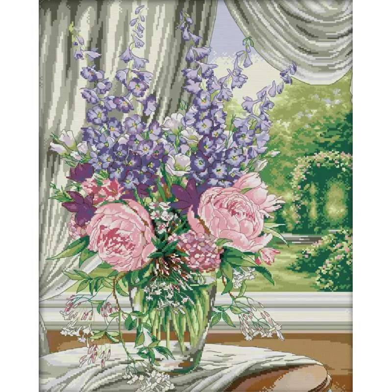 窓枠フラワーバスケット花柄クロスステッチアイーダ 14ct  - Textile Sewing Patterns のレビューと価格