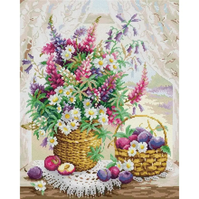窓枠フラワーバスケット花柄クロスステッチアイーダ 14ct  - Textile Sewing Patterns のレビューと価格