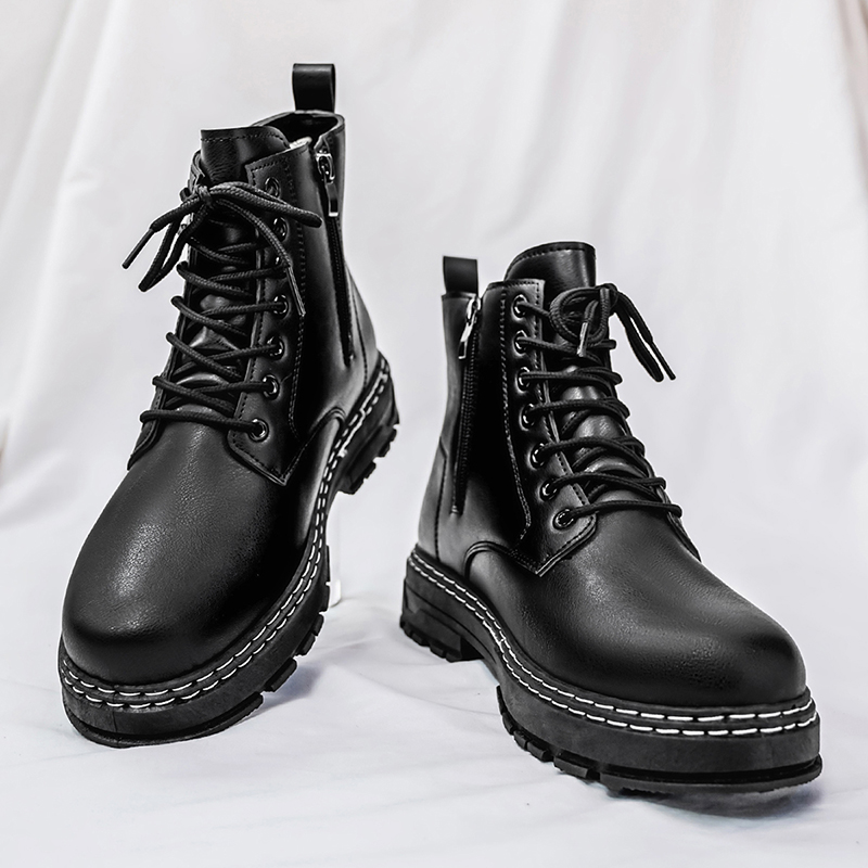 メンズ4シーズン対応ブラックパテントレザーバイクブーツ -  - Sewing Garment のレビューと価格