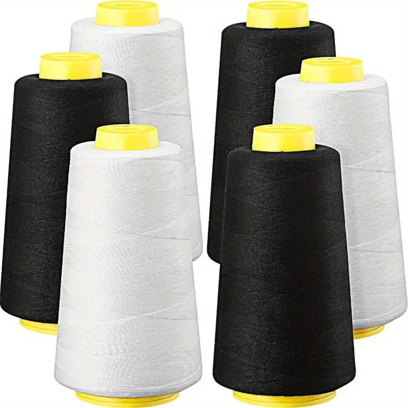 3個の黒色と3個の白色オーバーロック糸コーン - 3000ヤ - Serger Thread Cone のレビューと価格