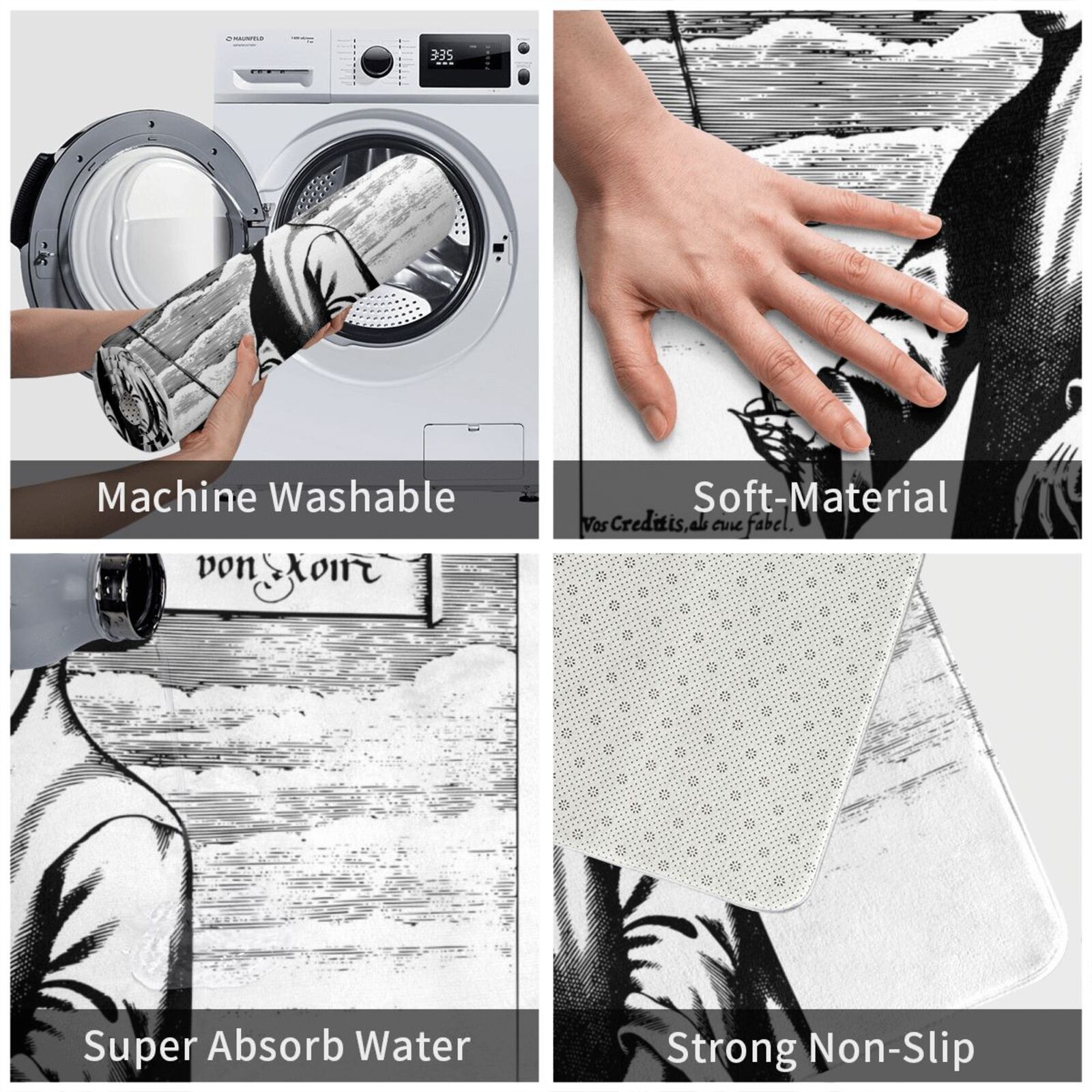 ペスト中世イラストカーペットマットラグクッションソフトノンス - Century Textile & Sewing Supply Photos のレビューと価格