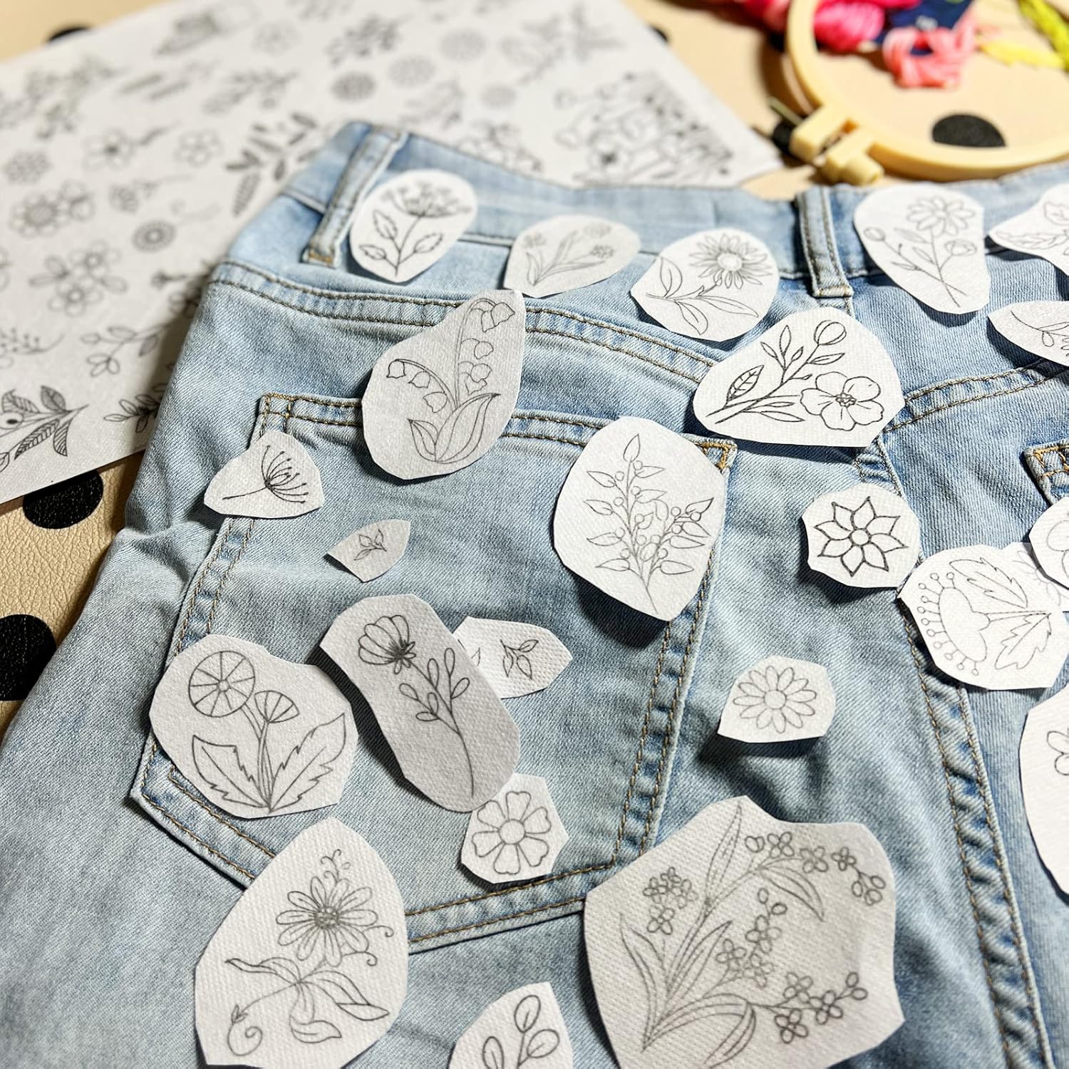 水溶性安定剤入り刺繍パターンフラワー、スティックアンドステッ - Textile Sewing Patterns のレビューと価格