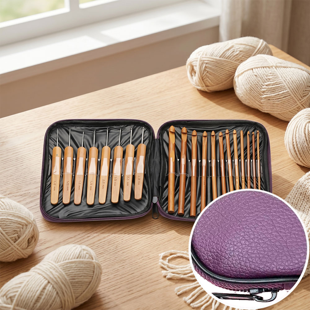 74個入り竹製かぎ針セット、毛糸編み工芸用裁縫道具、携帯用収 - Sewing Knit のレビューと価格
