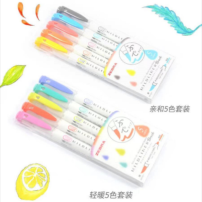 ゼブラマイルドライナー蛍光ペンセット、日本の文房具、両端ソフ - Zebra Pen Mildliner のレビューと価格