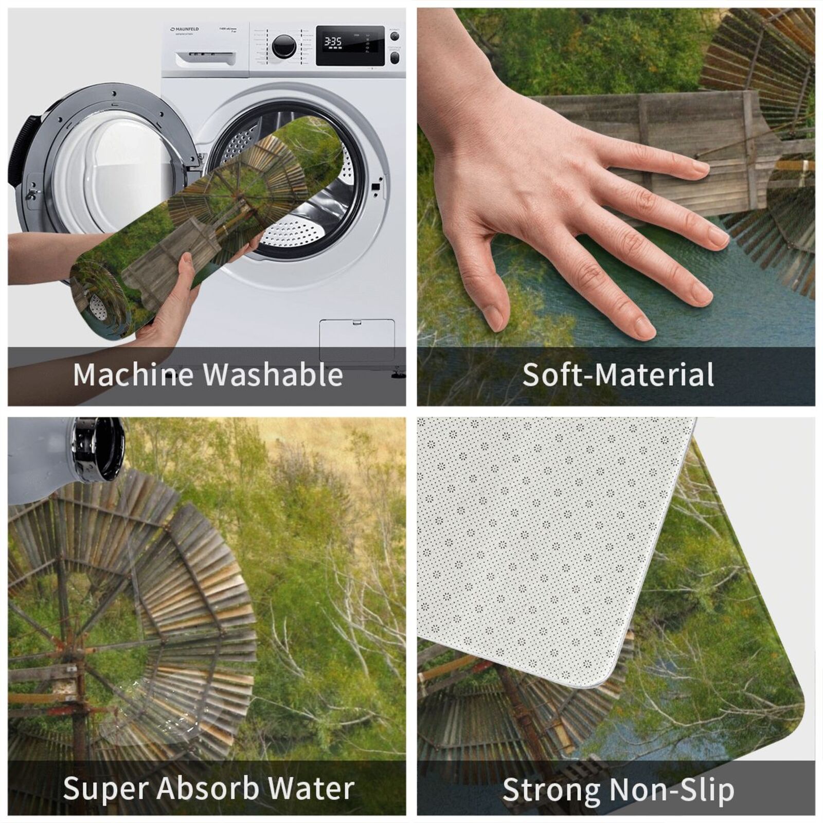 木製風車カーペットマットラグクッション木製風車風車歴史的風車 - Century Textile & Sewing Supply Photos のレビューと価格