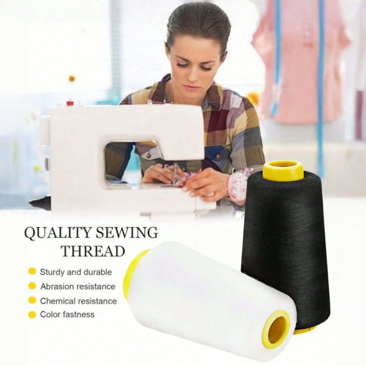 1-6ロール、各3000ヤード、サーマルミシン糸、100%ポ - Serger Thread Cone のレビューと価格