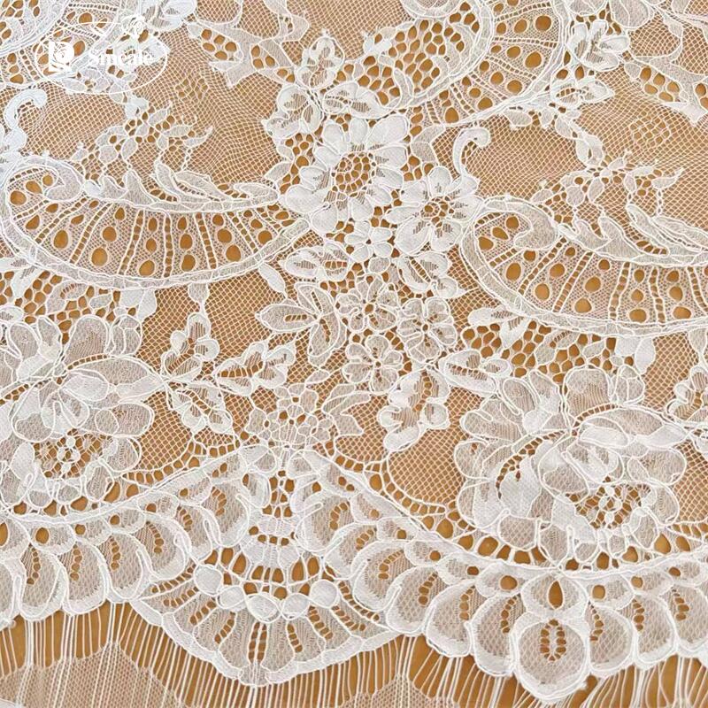 3メートル。 手作りの縁飾り刺繍レース生地、ブライダルウェデ - Sewing Embroidery Fabric のレビューと価格