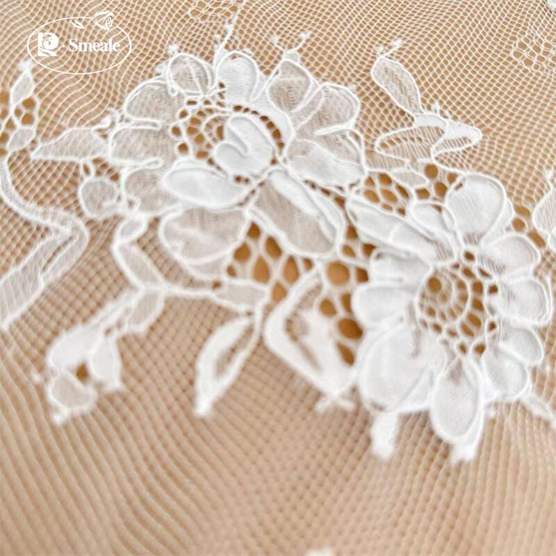 3メートル。 手作りの縁飾り刺繍レース生地、ブライダルウェデ - Sewing Embroidery Fabric のレビューと価格