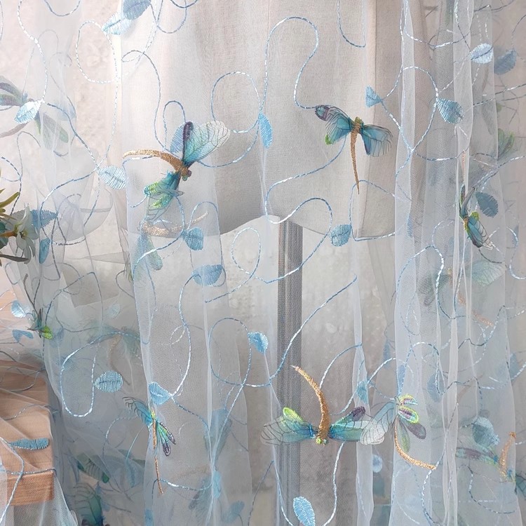 1 ヤードブルーピンクメッシュ生地立体刺繍縫製ウェディングド - Sewing Embroidery Fabric のレビューと価格