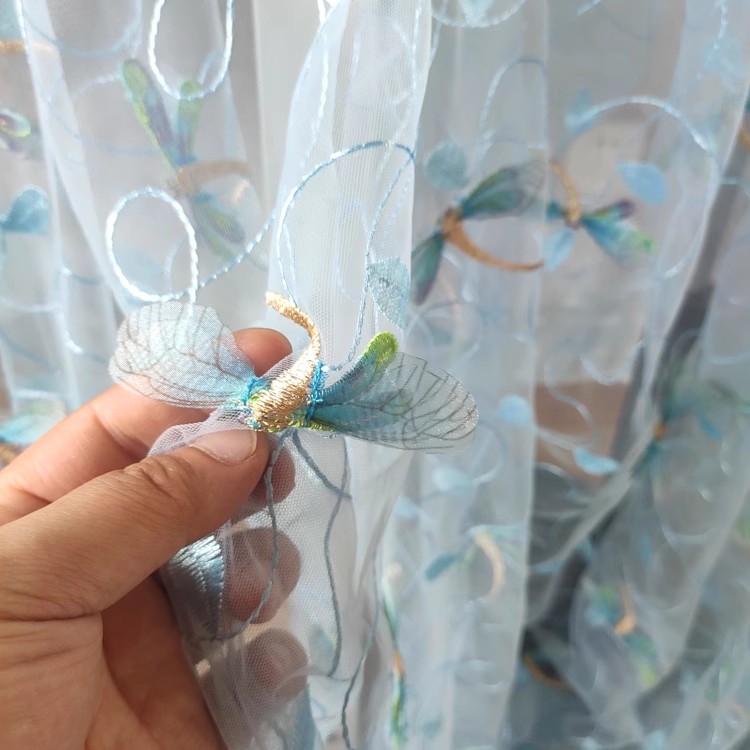 1 ヤードブルーピンクメッシュ生地立体刺繍縫製ウェディングド - Sewing Embroidery Fabric のレビューと価格