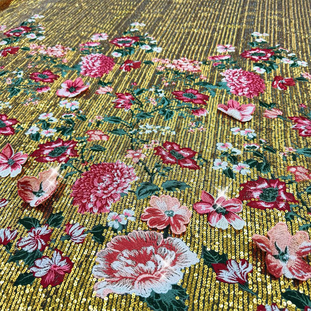 1ヤードの立体刺繍縫製ウェディングドレス、イブニングドレス、 - Sewing Embroidery Fabric のレビューと価格