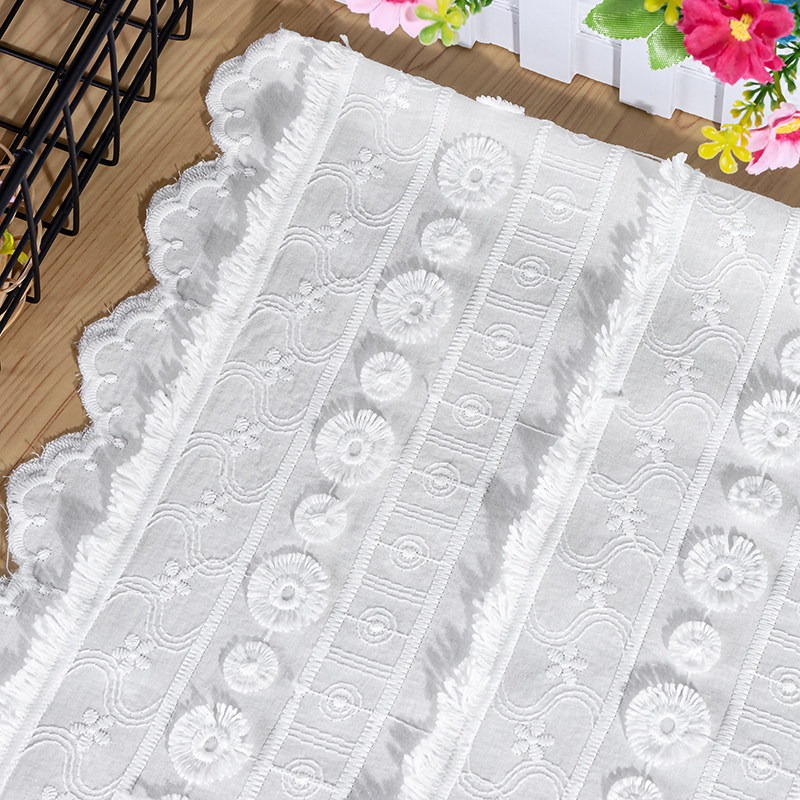 新しいミルクシルク糸刺繍レーストリム生地、円形タッセルエッジ - Sewing Embroidery Fabric のレビューと価格