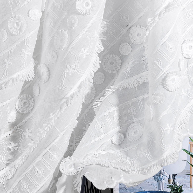 新しいミルクシルク糸刺繍レーストリム生地、円形タッセルエッジ - Sewing Embroidery Fabric のレビューと価格