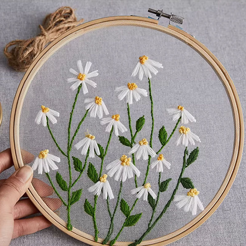 DIY 刺繍セット 白い花 植物柄 刺繍スターターキット ク - Textile Sewing Patterns のレビューと価格