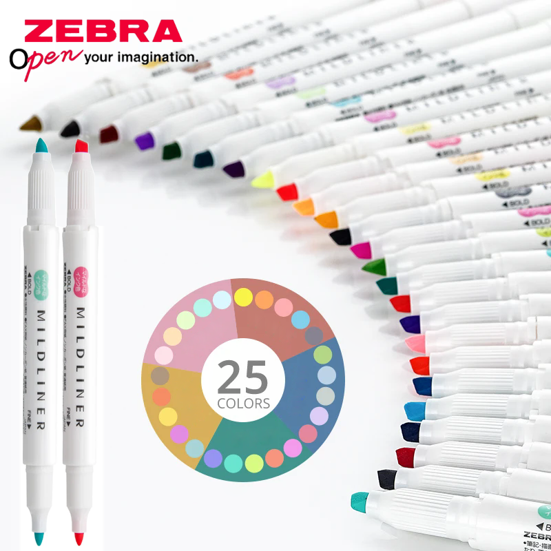 25 色日本ゼブラマイルドライナーハイライター水性マーカーペ - Zebra Pen Mildliner のレビューと価格