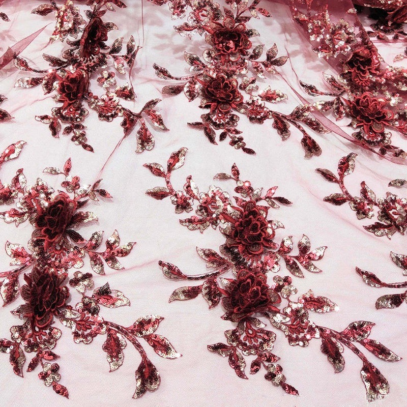 マルチカラーのスパンコール、立体的な花の刺繍パッチ、高級衣料 - Sewing Embroidery Fabric のレビューと価格