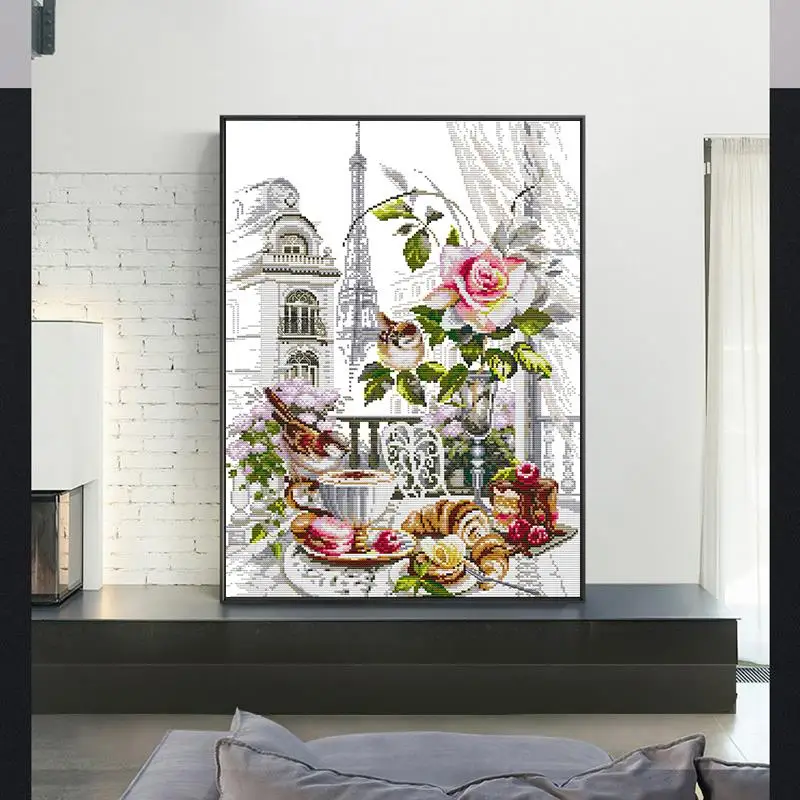 ジョイサンデイプリントクロスステッチキットDIYフレンチ朝食 - Textile Sewing Patterns のレビューと価格